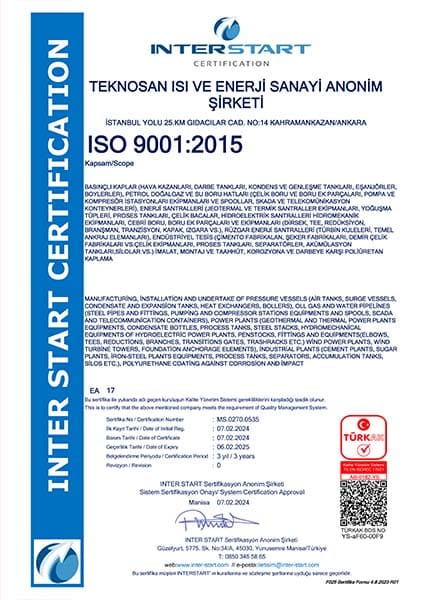 Teknosan Certificates, ISO 9001:2015